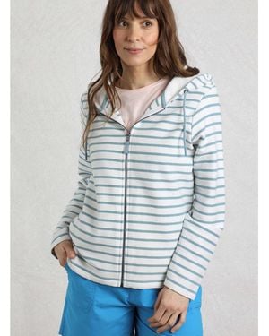 Weird Fish Striped Full Zip Hoodie - Blue