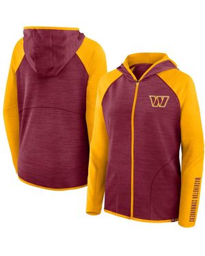 Fanatics Burgundy/gold Washington Commanders Redzone End Around Pass Raglan Full-zip Hoodie - Multicolor