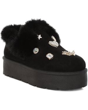 LONDON RAG Zeta Charm Detail Slip On Snow Boots - Black