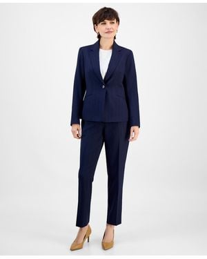 Le Suit Notch-collar One-button Pantsuit Set - Blue