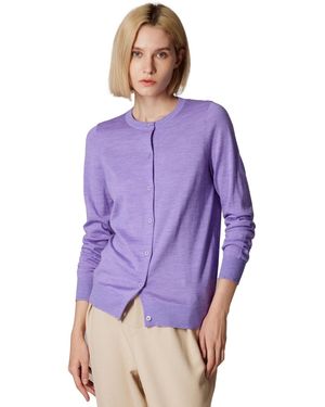 Jennie Liu 100% Merino Wool Light Weight Cardigan | Ultra Soft Fine-gauge Sweaters Machine Washable - Purple