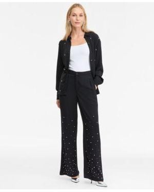 INC International Concepts High Rise Embellished Pants Macys Exclusive - Black