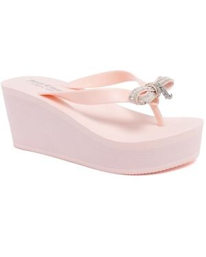 Juicy Couture Boujee Platform Thong Wedge Sandals - Pink