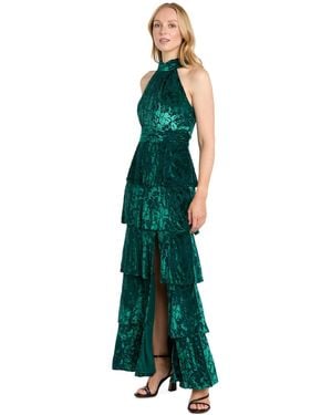 R & M Richards Petite Sequinned High-low Gown - Green