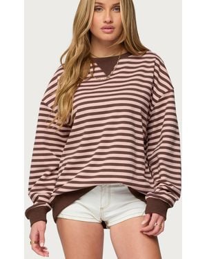 Edikted Onda Striped Sweatshirt - Red