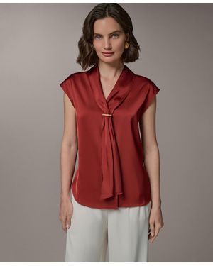 Donna Karan Petite V-neck Top - Red