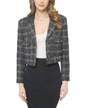 Central Park West Colette Lurex Houndstooth Jacket - Gray