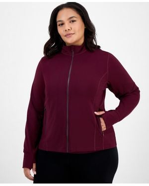 ID Ideology Plus Size Soft Flex Solid Full-zip Jacket - Purple