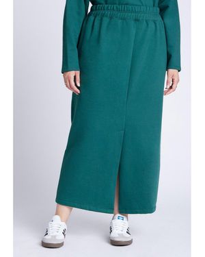 Eloquii Plus Size Maxi French Terry Skirt - Green