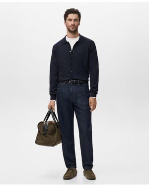 Mango Merino Wool Cardigan - Blue