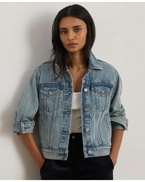 Ralph Lauren Paizley Rigid Denim Trucker Jacket - Blue