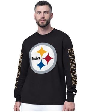 Starter Pittsburgh Steelers Clutch Hit Ii Long-sleeve T-shirt - Black