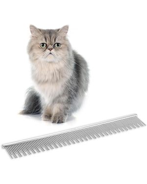 Aronkl Proglide 6" Cat Deshedding Detangling Comb Dual Length Rounded Pins - White