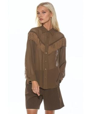 Alexia Admor Kairos Oversized Fringe Shirt - Brown