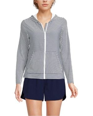 Lands' End Sunshade Upf 50 Long Sleeve Hooded Full Zip Rash Guard - Blue