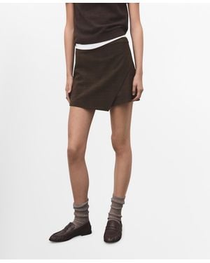 Mango Checked Asymmetric Skirt - Black