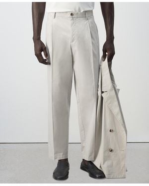 Mango Cropped Relaxed-fit Pants - Gray
