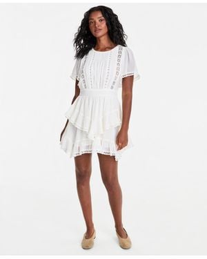 And Now This Ruffle-tiered Short-sleeve Mini Dress - White