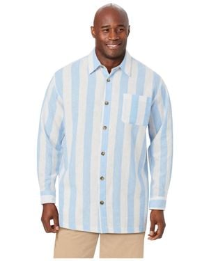 Kingsize Big And Tall Long Sleeve Linen Shirt - Blue