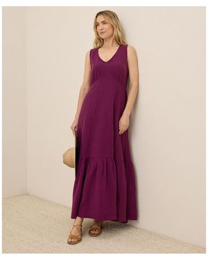 Pact Organic Cotton Coastal Double Gauze Beach To Brunch Dress - Purple