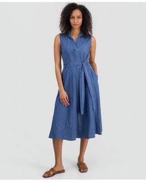 Nautica Chambray Sleeveless A-line Dress - Blue