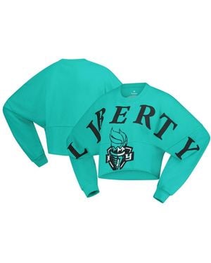 Spirit Jersey New York Liberty Jumbo Print Oversized Cropped Long-sleeve T-shirt - Blue