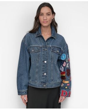 DKNY Patchwork Denim Jacket - Blue
