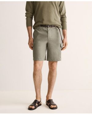 Mango Cargo Linen 9.06" Bermuda Shorts - Natural