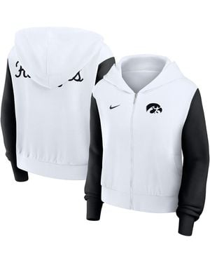 Nike Iowa Hawkeyes Cropped Beyond Capability Color Block Script Full-zip Hoodie - White