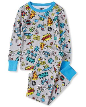 Lands' End Kids Long Sleeve Top And Bottom Snug Fit Pajama Set - Blue