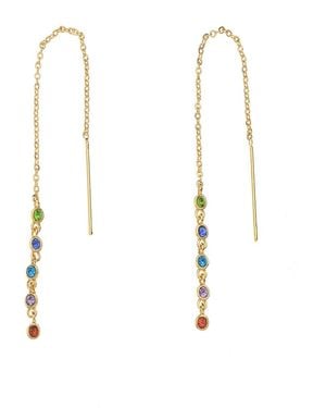 Nicole Miller Gold-tone Multicolor Crystal Dangle Earrings - White