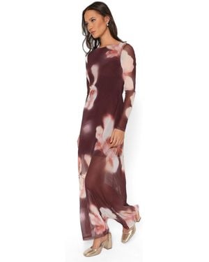 Petal & Pup Bradshaw Long-sleeve Boat-neck Floral Maxi Dress - Red