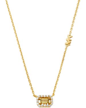 Michael Kors Cubic Zirconia Cut Pendant Necklace - Metallic