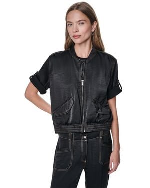 DKNY Roll Tab Contrast Stitch Glazed Jacket - Black
