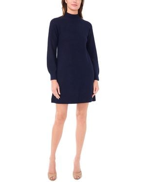 Msk Long Sleeve Turtle Neck Dress - Blue