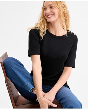 Style & Co. Pima Cotton Boat-neck Elbow Sleeve Top - Black