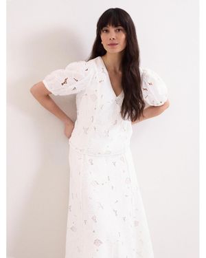 Phase Eight Marina V-neck Lace Blouse - Natural