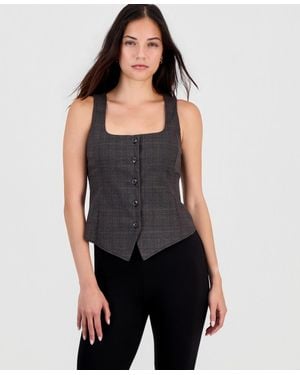 BarIII Glen Plaid Vest Top - Black