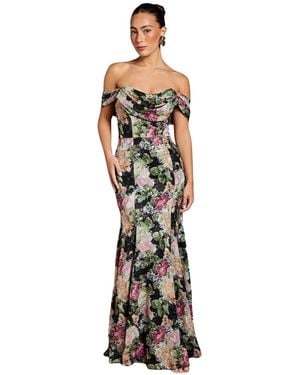 Coast Floral Bardot Maxi Dress - Metallic