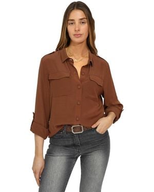 Belle & Bloom Eclipse Rolled Sleeve Blouse - Brown