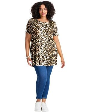 Avenue Plus Size Button Detail Tunic Tee - Blue