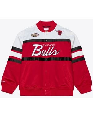 Mitchell & Ness Chicago Bulls Hardwood Classics Head Coach Lightweight Satin Full-snap Jacket - Red