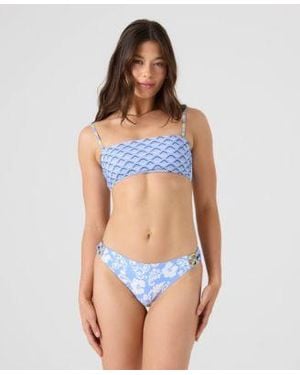 Roxy Golden Glow Lace Up Bandeau Cheeky Bottoms - Blue