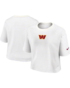 Nike Washington Commanders Striped Cropped Scoop Neck T-shirt - White