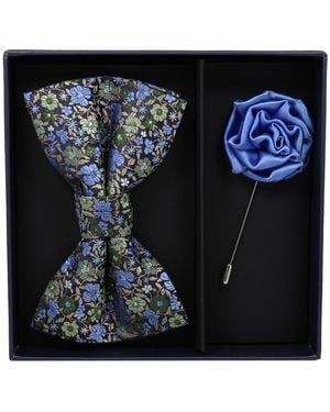 Ben Sherman Plaid Pre-tied Bow Tie And Lapel Pin - Black