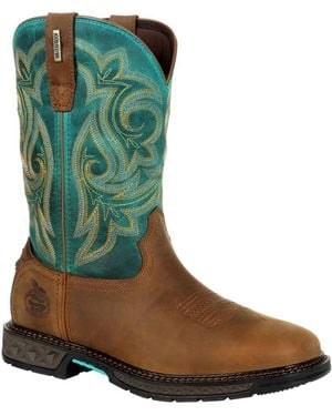 Georgia Boot Carbo-tec Lt Steel Toe Waterproof Pull-on Boot - Green