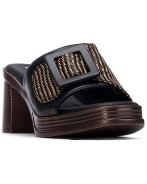 Xti Refresh Collection Block Heel Slip On Sandals - Black