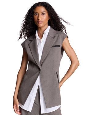 Kenneth Cole Sleeveless Tweed Lined Vest - Gray