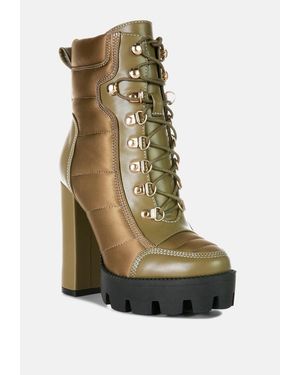 LONDON RAG Dacia Rhinestones Strap Satin Calf Boots - Black