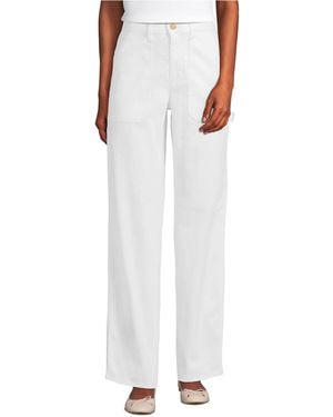 Lands' End Herringbone Chino High Rise Utility Pants - White
